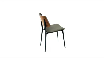 Sedia Joe S M TS/L in legno con rivestimento in pelle di Midj