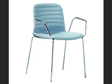 Sedia in pelle e acciaio con braccioli Liù P M TS di Midj