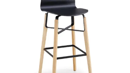 Sgabello con seduta in legno e struttura in legno e metallo Liù ML LG di Midj
