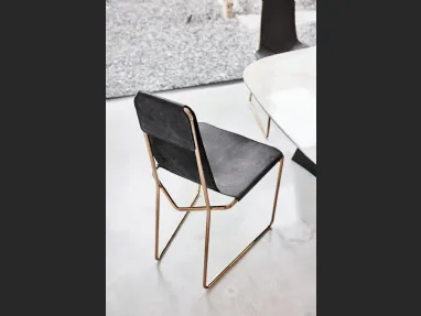 Sedia con sedile in cuoio e struttura in metallo Mia S M CU di Midj