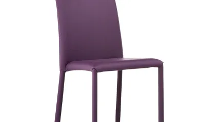Sedia impilabile completamente rivestita in pelle Silvy SB R_TS di Midj
