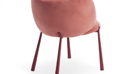 Sedia Mys rivestita in tessuto imbottito con gambe in metallo di Midj