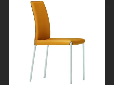 Sedia in pelle con struttura in acciaio Nuvola SB M TS di Midj
