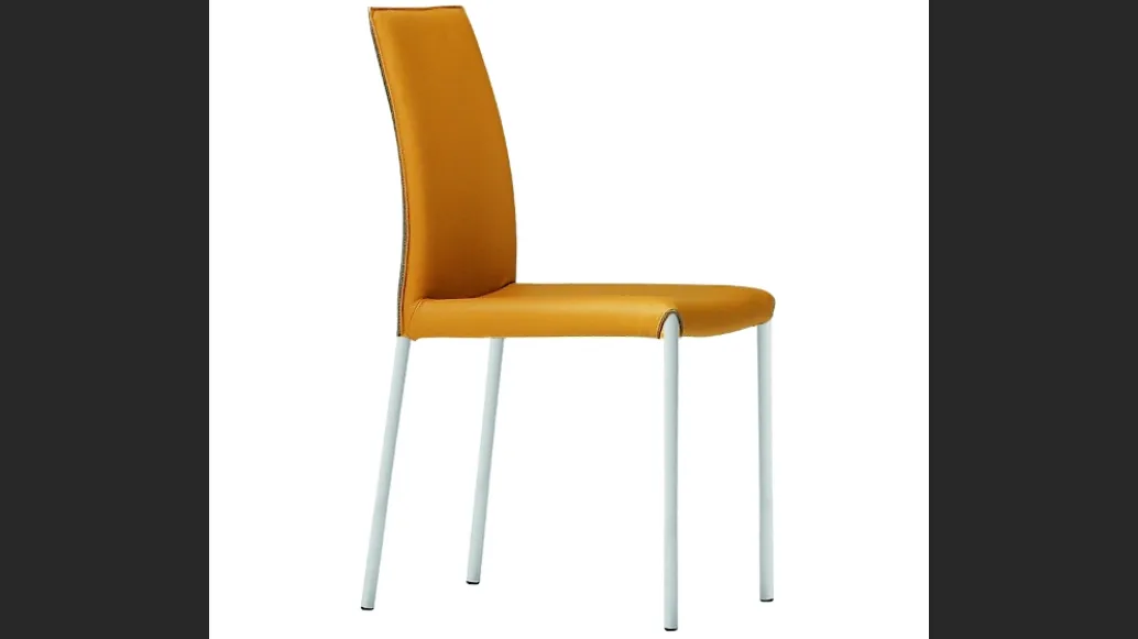 Sedia in pelle con struttura in acciaio Nuvola SB M TS di Midj