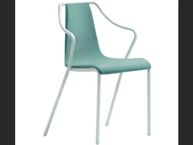 Sedia in tessuto con struttura in metallo con braccioli Ola P M TS di Midj