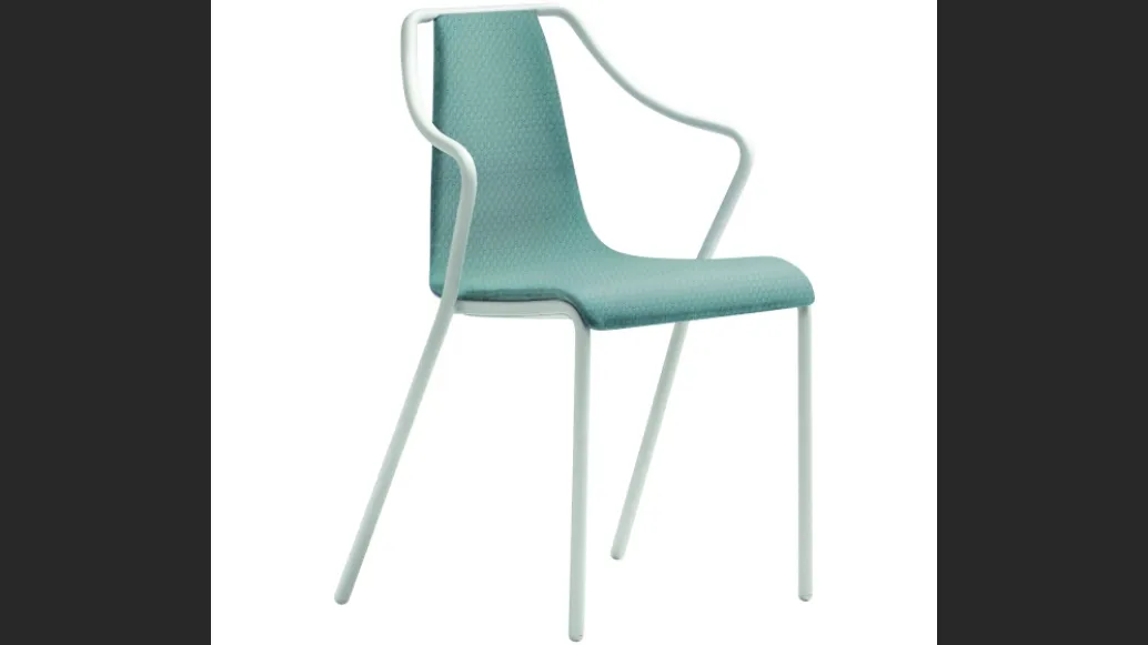 Sedia in tessuto con struttura in metallo con braccioli Ola P M TS di Midj