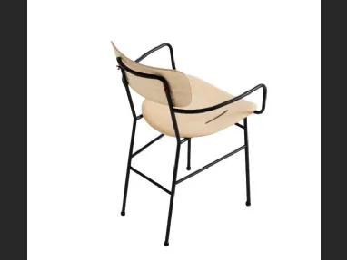 Sedia con braccioli, in legno con struttura in metallo Piuma P M LG di Midj