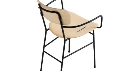 Sedia con braccioli, in legno con struttura in metallo Piuma P M LG di Midj