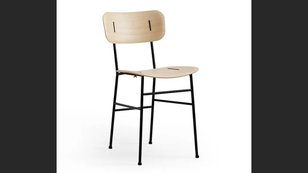 Sedia in legno con inserti in metallo e struttura in metallo Piuma S M LG di Midj