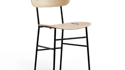 Sedia in legno con inserti in metallo e struttura in metallo Piuma S M LG di Midj