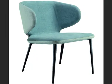 Sedia lounge in tessuto con gambe in metallo verniciato Wrap AP M TS di Midj