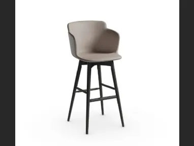 Sgabello in pelle con struttura in frassino tinto Calla LR TS di Midj