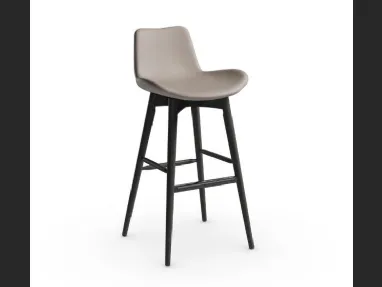 Sgabello con seduta in pelle e struttura in frassino tinto Dalia LR TS di Midj