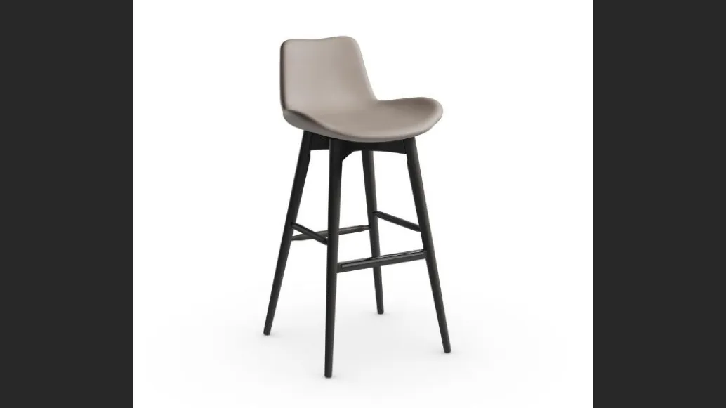 Sgabello con seduta in pelle e struttura in frassino tinto Dalia LR TS di Midj