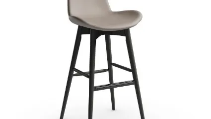 Sgabello con seduta in pelle e struttura in frassino tinto Dalia LR TS di Midj