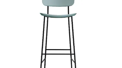 Sgabello in cuoio toscano e struttura in metallo verniciato Master M CU di Midj
