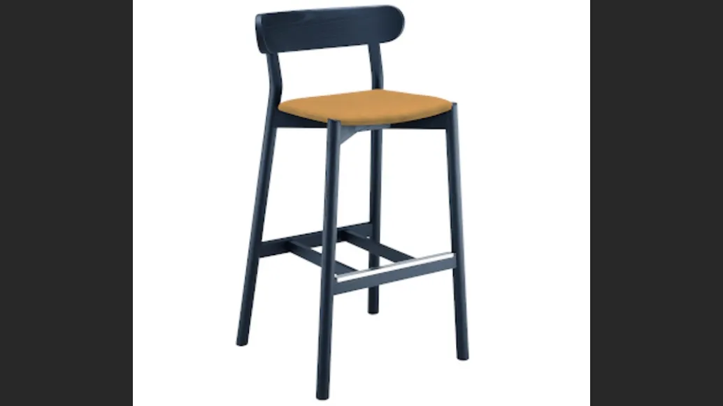 Sgabello con seduta rivestita in cuoio o cuoio toscano e struttura in legno Montera L CU di Midj