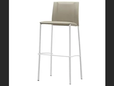 Sgabello in cuoio con struttura in metallo verniciato Silvy M CU di Midj