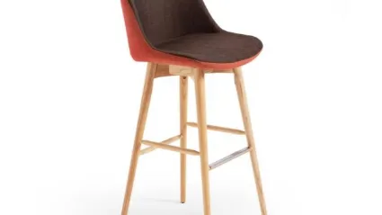 Sgabello in tessuto con struttura in legno Sonny LR TS di Midj