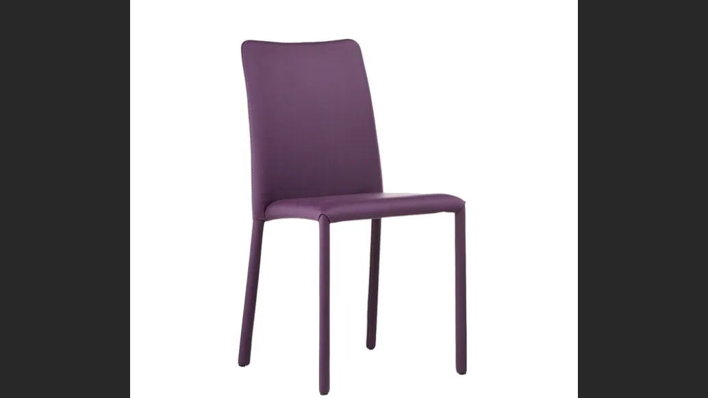 Sedia rivestita completamente in pelle Silvy SB R TS di Midj