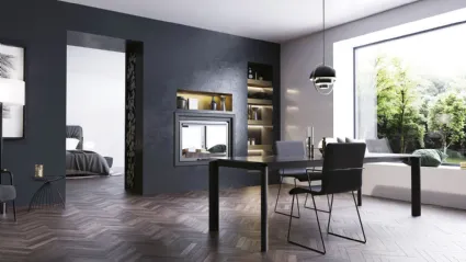 Tavolo allungabile Circle in laminato Sahara noir di Zamagna