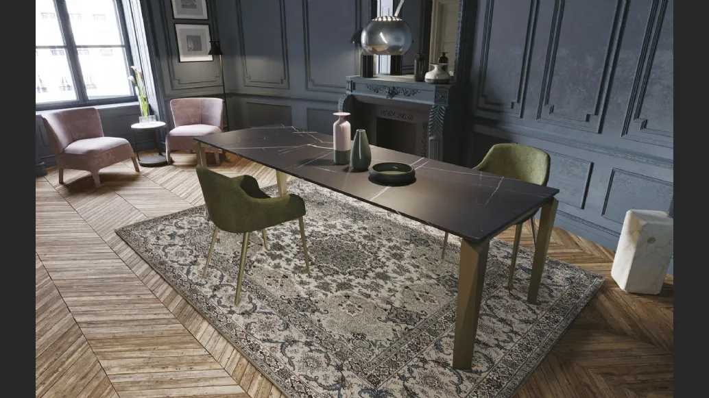 Tavolo allungabile Diamond in laminato Sahara noir di Zamagna