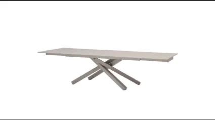 Tavolo allungabile in vetro satinato antigraffio extrachiaro Bianco con base in metallo Pechino di Midj