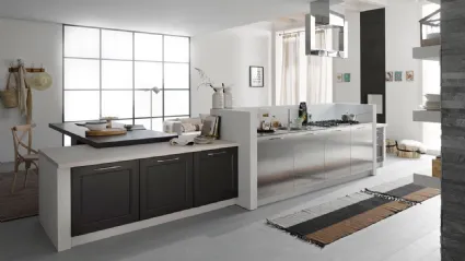 Cucina Classica lineare in legno e acciaio Asolo 04 di Dibiesse
