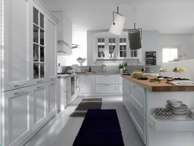 Cucina Classica angolare in legno laccato bianco opaco Asolo 03 di Dibiesse