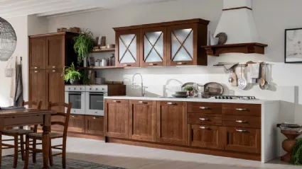 Cucina Classica lineare Eva in legno Tinta Noce di Arrex