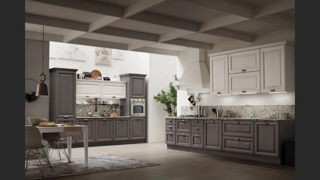 Cucina Classica lineare Lola in Grigio Antracite e Bianco Gesso di Arrex