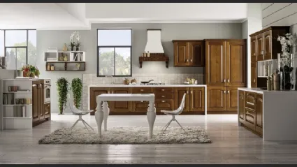 Cucina Classica lineare Magda in Legno Decapé Ciliegio di Arrex