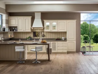 Cucina Classica angolare Magda in legno di Rovere Decapè Bianco di Arrex