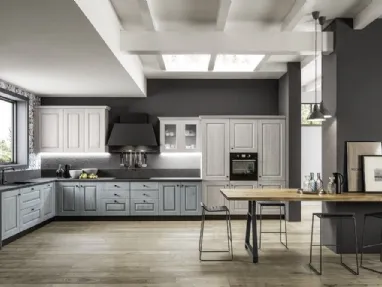 Cucina Classica angolare Nora in laccato Azzurro e Sale di Arrex