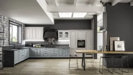 Cucina Classica angolare Nora in laccato Azzurro e Sale di Arrex