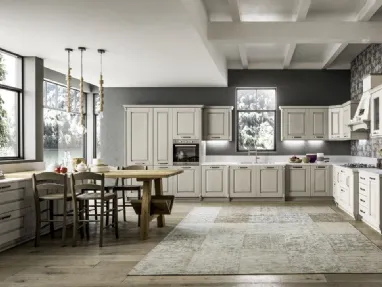 Cucina Classica Nora angolare in legno laccato Decapé Ecru di Arrex