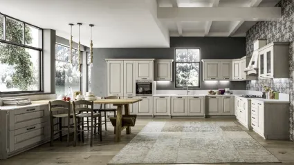 Cucina Classica Nora angolare in legno laccato Decapé Ecru di Arrex
