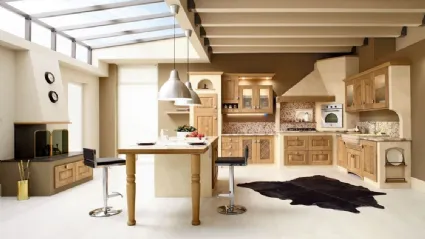 Cucina in Muratura con isola Carola in Rovere Naturale di Arrex