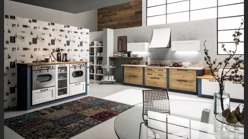 Cucina lineare in Muratura Curry in Rovere Naturale di Arrex