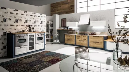 Cucina lineare in Muratura Curry in Rovere Naturale di Arrex