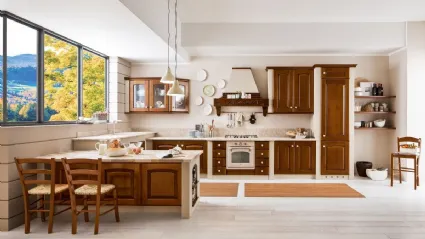 Cucina angolare in Muratura Magda in finitura Ciliegio di Arrex