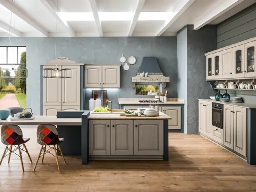 Cucina in Muratura Carola in legno di Rovere massiccio laccato Bianco di Arrex