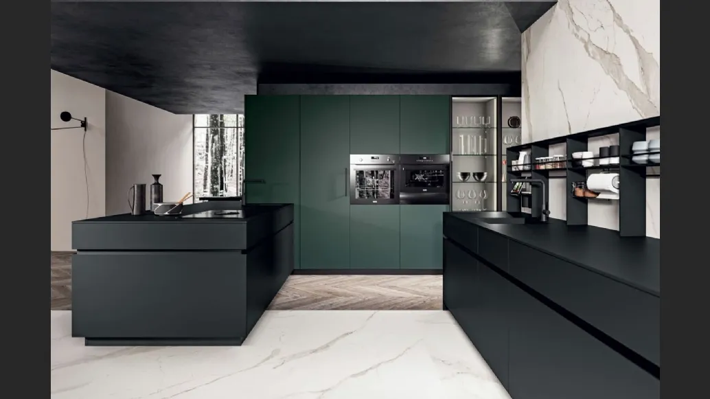 Cucina Moderna Area 22 30° con penisola in laccato opaco di Dibiesse