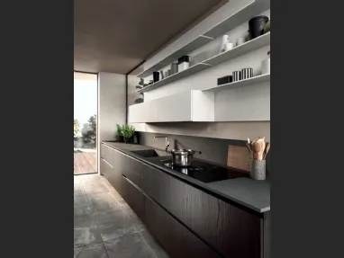 Cucina Moderna lineare Area 22 Time in olmo nero di Dibiesse