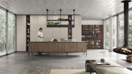 Cucina Moderna lineare AL 32 in HPL Noce Savoia di Arrex