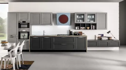 Cucina Moderna lineare Curry 06 in Rovere laccato con top in laminato di Arrex