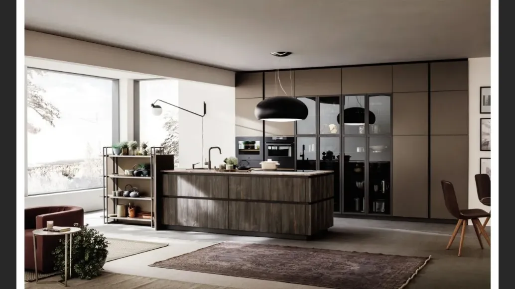 Cucina Lab Old Oak Petrolio e Metal Bronzo di Arrex
