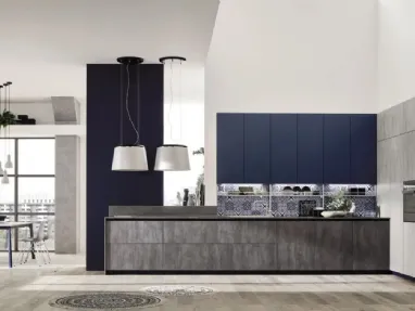 Cucina Loft Soft Blu e Cemento di Arrex
