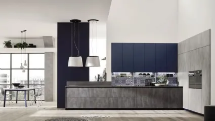 Cucina Loft Soft Blu e Cemento di Arrex