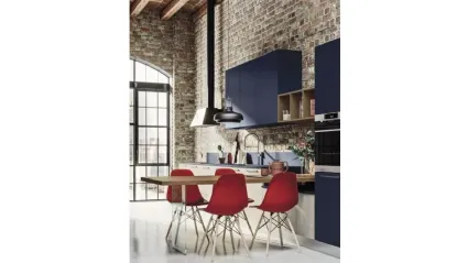 Cucina Moderna Loft Soft Blu e Wood Neve di Arrex